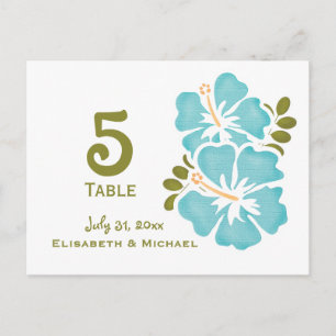 Blue Hibiskus Hochzeitstorte Tischnummer Cards
