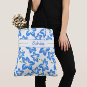 Blue Hibiskus Mit Monogramm Tote Bag Tasche (Von Nahem)