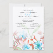 Blue Hibiskus, Orange Heliconia Blume Hochzeit Einladung (Vorderseite)