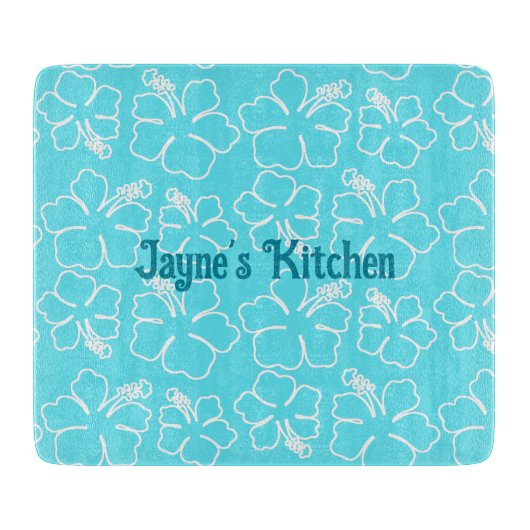 Blue Hibiskus Personalisiert Cutting Board Schneidebrett (Vorderseite)