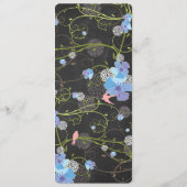 Blue Hibiskus & Swallows Blumenkhalkboard Hochzeit Programm (Rückseite)