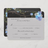 Blue Hibiskus & Swallows Blumenkhalkboard Hochzeit RSVP Karte (Vorne/Hinten)