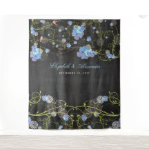 Blue Hibiskus & Swallows Floral Weddrop Hintergrun