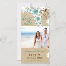 Blue Hibiskus Tropical Wedding Foto Save the Date