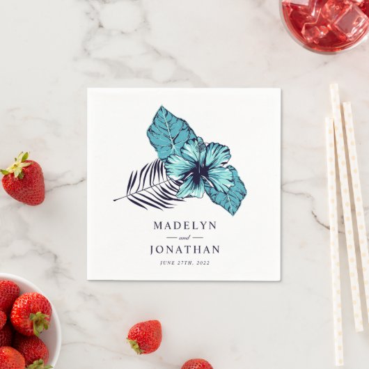 Blue Hibiskus Wedding Serviette (Beispiel)