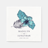 Blue Hibiskus Wedding Serviette (Vorderseite)