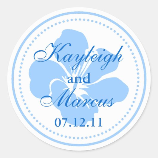 Blue Hibiskus Wedding Sticker (Vorderseite)