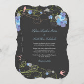 Blue Hibiskus Wirbel & Swallows Blumenzwiebeln Einladung (Vorne/Hinten)