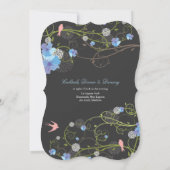 Blue Hibiskus Wirbel & Swallows Blumenzwiebeln Einladung (Rückseite)