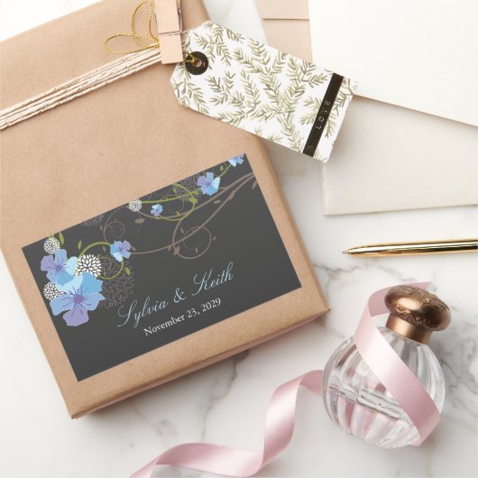 Blue Hibiskus Wirbel & Swallows Blumenzwiebeln Rechteckiger Aufkleber (Schenken)