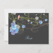 Blue Hibiskus Wirbel & Swallows Blumenzwiebeln RSVP Karte (Rückseite)