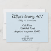 Blue High Heels 40. Geburtstag Party Einladung (Rückseite)
