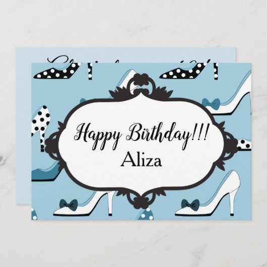 Blue High Heels 40. Geburtstag Party Einladung (Vorne/Hinten)