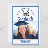 Blue High School Band Foto Abschluss Ankündigung (Vorderseite)