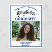 Blue High School Choir Foto Abschluss Ankündigungspostkarte (Vorderseite)
