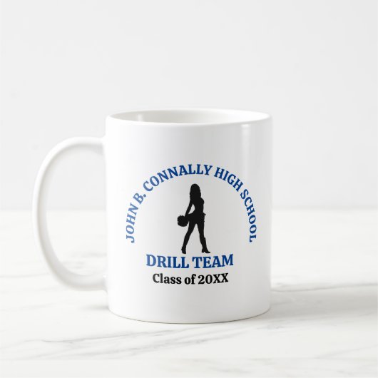 Blue High School Drill Team Tänzerin Personalisier Kaffeetasse (Links)