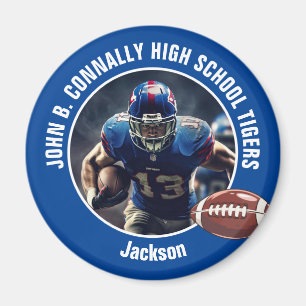 Blue High School Football Player Foto Magnet