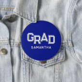 Blue High School Grad Individuelle Name Abschluss Button (Beispiel)