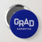 Blue High School Grad Individuelle Name Abschluss Button (Vorne & Hinten)