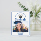 Blue High School Marching Band Abschluss Foto Ankündigungspostkarte (Stehend Vorderseite)