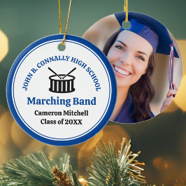 Blue High School Marching Band Custom Christmas Keramik Ornament