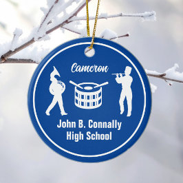 Blue High School Marching Band Custom Christmas Keramik Ornament