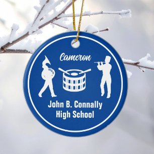 Blue High School Marching Band Custom Christmas Keramik Ornament
