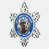 Blue High School Marching Band Foto Geschenk Schneeflocken Zinn-Ornament (Rechts)