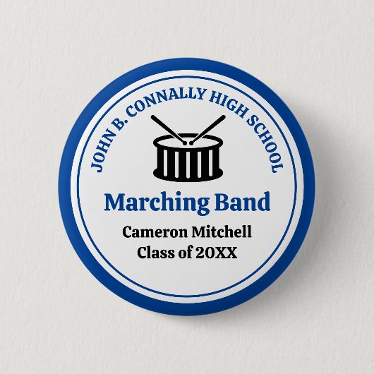 Blue High School Marching Band individuell anpassb Button (Vorderseite)