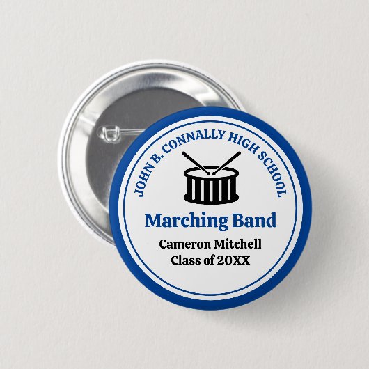 Blue High School Marching Band individuell anpassb Button (Vorne & Hinten)