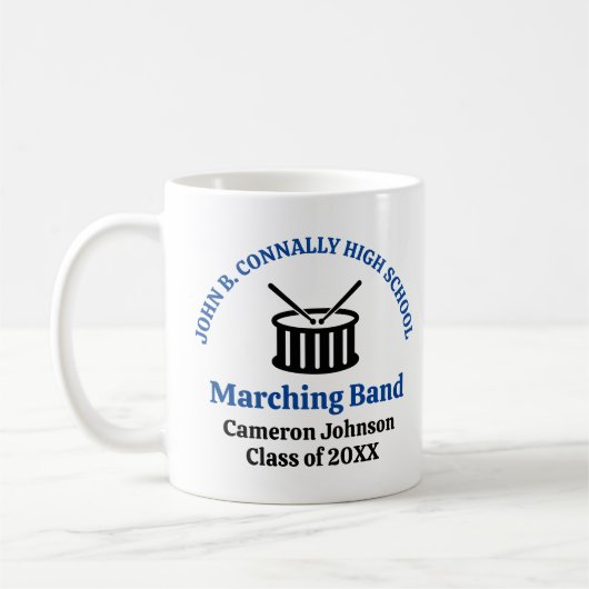Blue High School Marching Band individuell anpassb Kaffeetasse (Links)