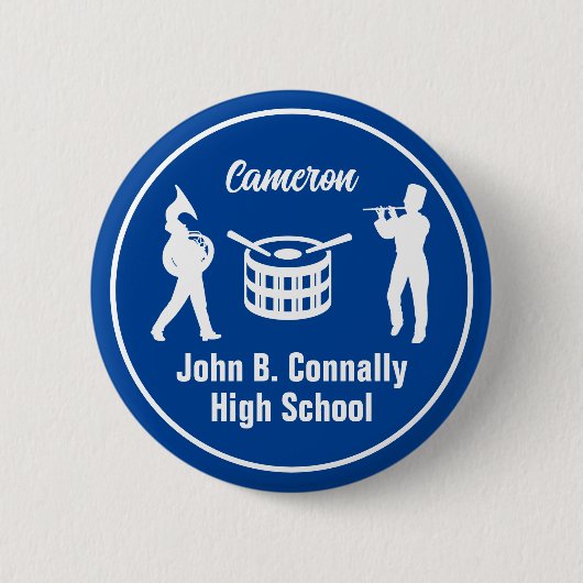Blue High School Marching Band Personalisiert Button (Vorderseite)