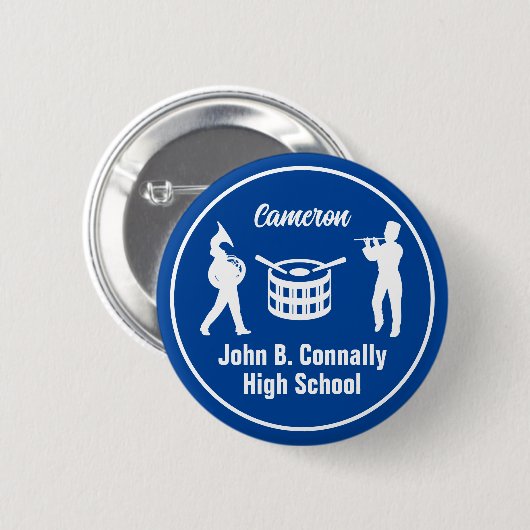 Blue High School Marching Band Personalisiert Button (Vorne & Hinten)