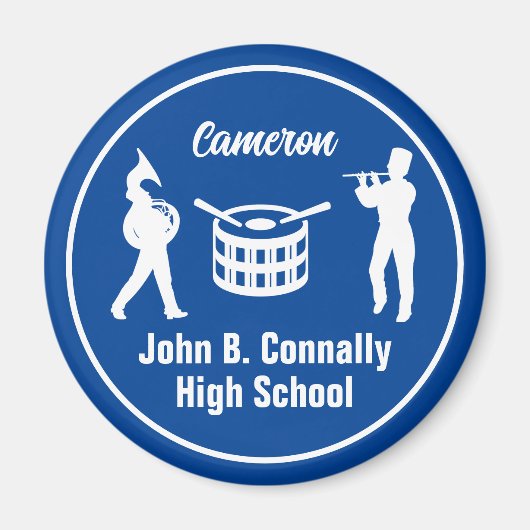 Blue High School Marching Band Personalisiert Magnet (Vorne)
