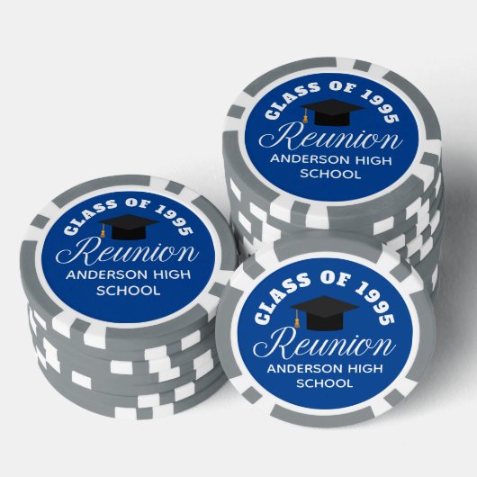Blue High School Reunion Personalized Party Pokerchips (Stapel)