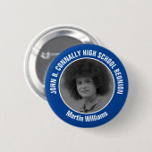 Blue High School Reunion Yearbook Photo Button (Vorne & Hinten)