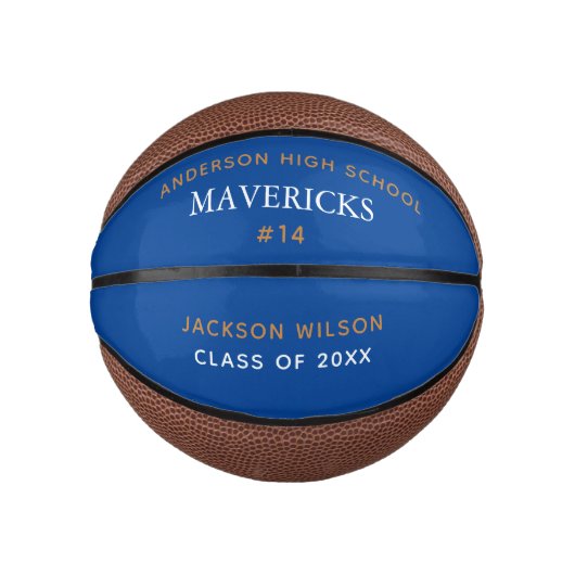 Blue High School Team Player Custom Abschluss Mini Basketball (Vorderseite)