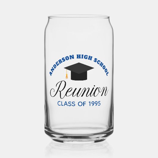 Blue High School Wiedersehen Party Custom Alumni Dosenglas (Vorderseite)