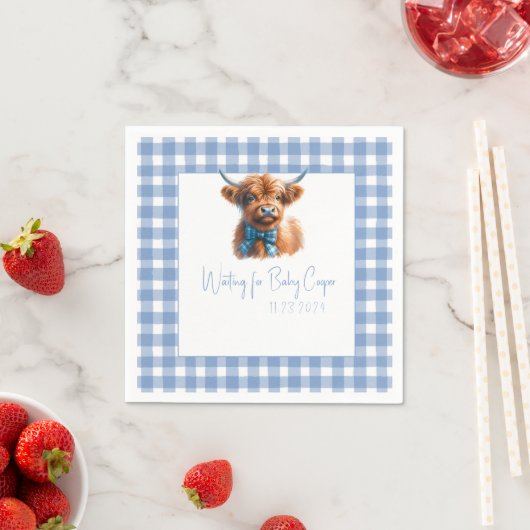 Blue Highland Cow Baby Dusche Napkins Serviette (Beispiel)