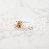 Blue Highland Cow Baby Dusche Wasserflaschenetikett (Einzelnes Label)