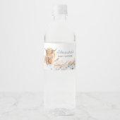 Blue Highland Cow Baby Dusche Wasserflaschenetikett (Vorderseite)