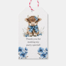 Blue Highland Cow Geburtstagspartei Gunst Geschenkanhänger