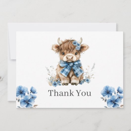 Blue Highland Kuw Flat Danke Karte (Vorderseite)
