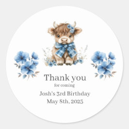 Blue Highland Kuw Geburtstagsparty Danke Sticker