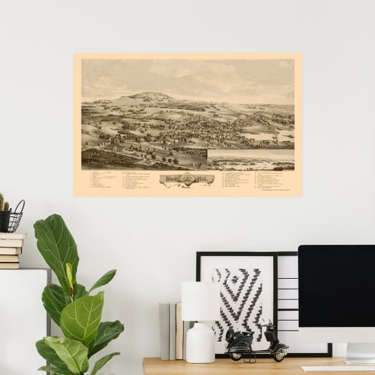 Blue Hill, ME Panoramic Map - 1896 Poster (Heimbüro)