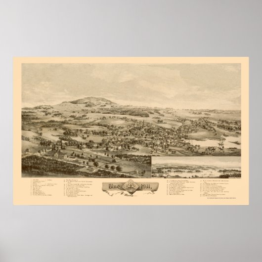 Blue Hill, ME Panoramic Map - 1896 Poster (Vorne)