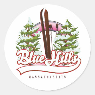 Blue Hills Massachusetts Skilogo Runder Aufkleber