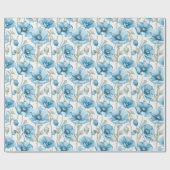 Blue Himalayan Poppy Seamless Floral Geschenkpapier (Flach)