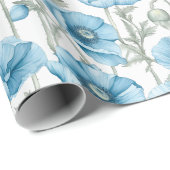 Blue Himalayan Poppy Seamless Floral Geschenkpapier (Rolleneckpunkt)