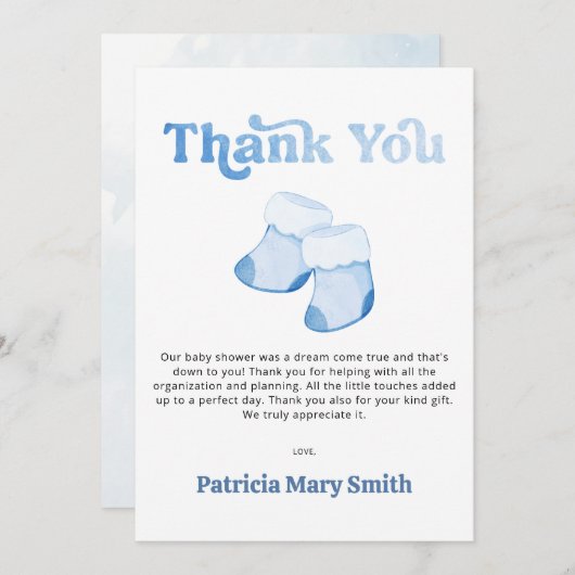 Blue Hinterns Boy Baby Dusche Danke Karte (Vorne/Hinten)